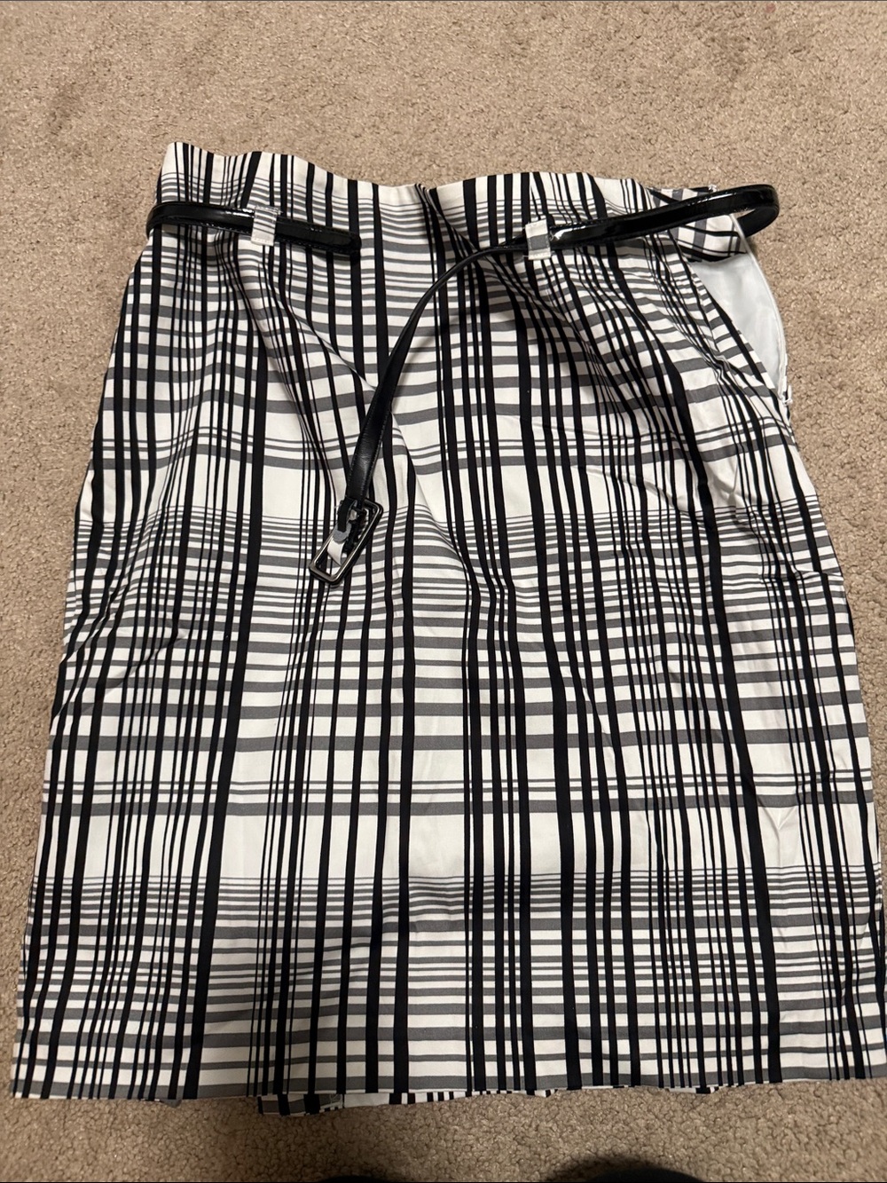 Apt. 9 Black and White Plaid Pencil Skirt with Slim Belt